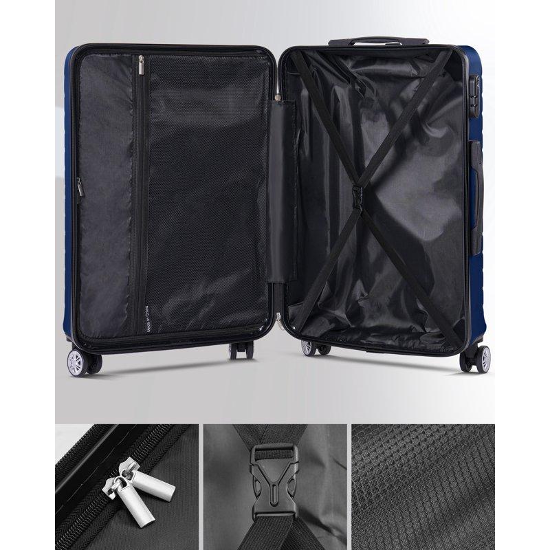 Gowill 3 Piece Luggage Sets Travel Suitcase Set With 7PCS Organizer Bags Navy Blue