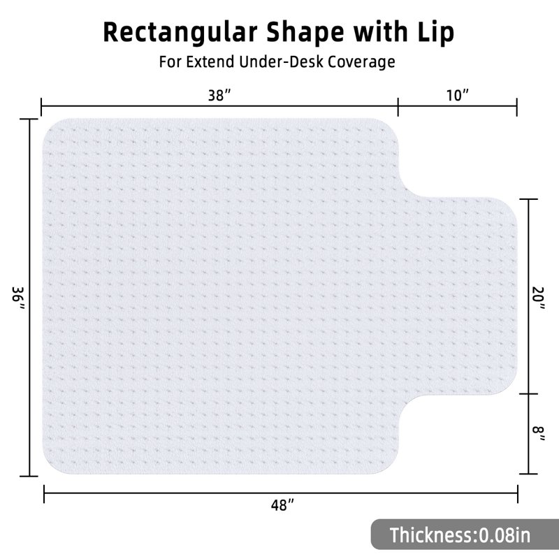 GPED Office Carpet Chair Mat 36" X 48" Carpet Protector Mat With Lip For Home Gaming Floor