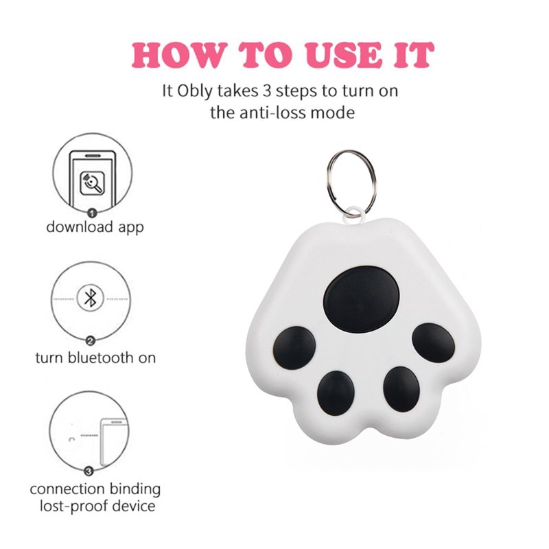 GPS For Dogs Intelligent Anti-Lost Pet Tracker( Bluetooth 5.0) Item Finders Mini Cat Paw Shaped Dog GPS Collar Tracking Device For Pets Kids Key Luggage Wallet