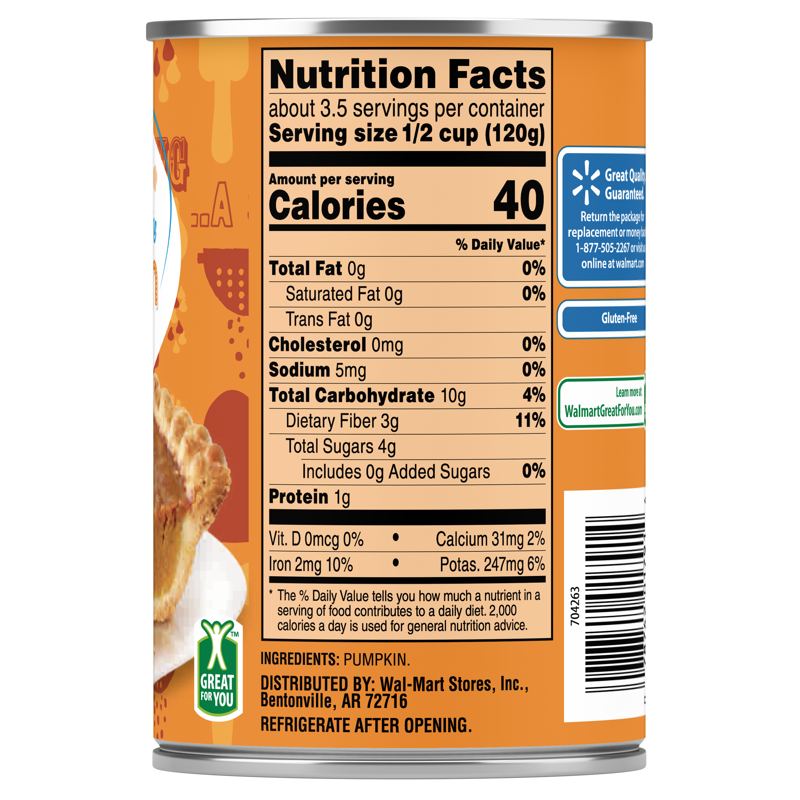 Great Value 100% Pure Pumpkin 15 Oz