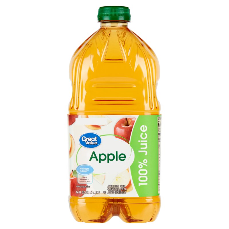 Great Value No Added Sweeteners 100% Apple Juice 64 fl oz