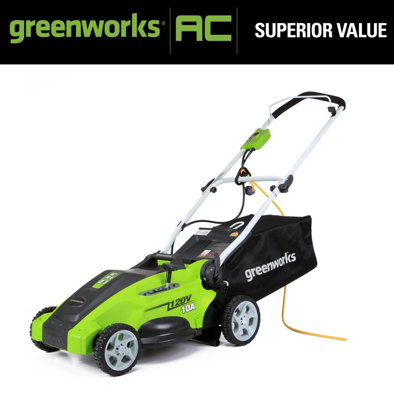 Greenworks 16" Corded Electric 10 Amp Walk-Behind Push Lawn Mower 25142