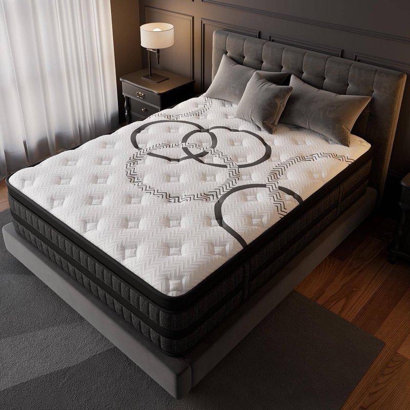 GREOO Queen Mattress 12" Hybrid Gel Memory Foam Mattress with Individually Wrapped Pocket Coils Medium Firm Support Pressure Relief Mattress in a Box