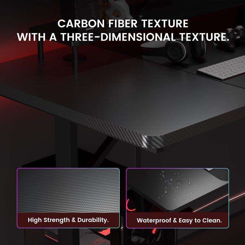 GTRACING 55" Large RGB Sturdy Gaming Desk With Mouse Pad T-Shaped Office Chair Computer Desk Spacious Work Surface Table Black