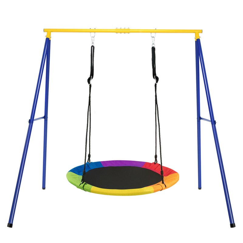 Gymax 40'' Flying Saucer Tree Swing Extra Large Heavy Duty A-Frame Steel Swing Stand
