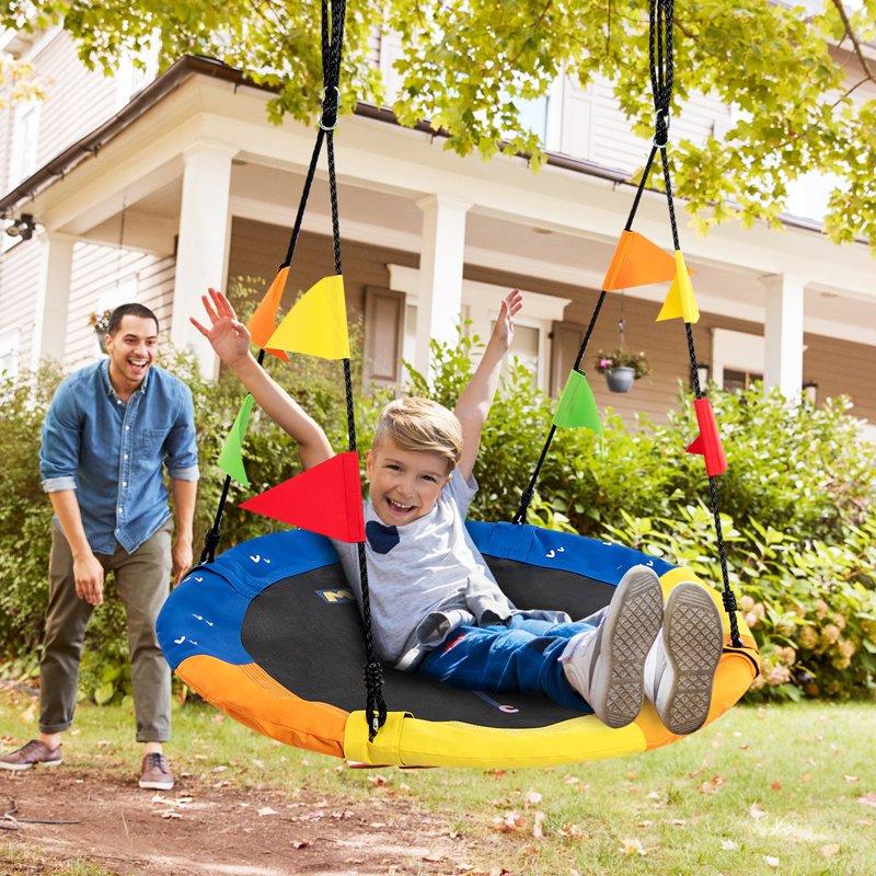 Gymax 40'' Flying Saucer Tree Swing Indoor Outdoor Swing W/Hanging Straps Monkey