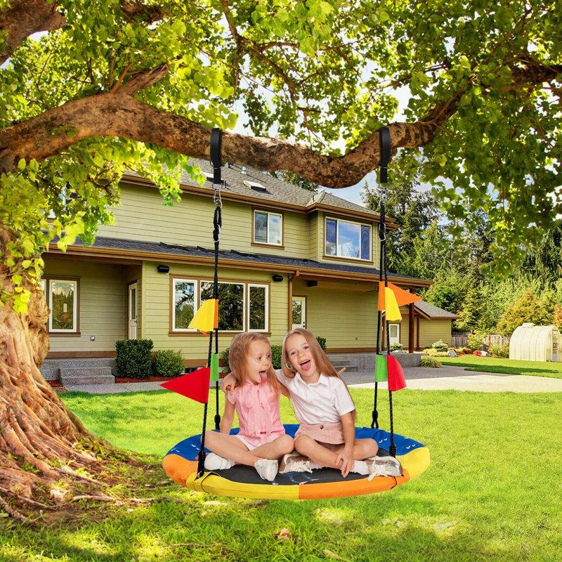 Gymax 40'' Flying Saucer Tree Swing Indoor Outdoor Swing W/Hanging Straps Monkey