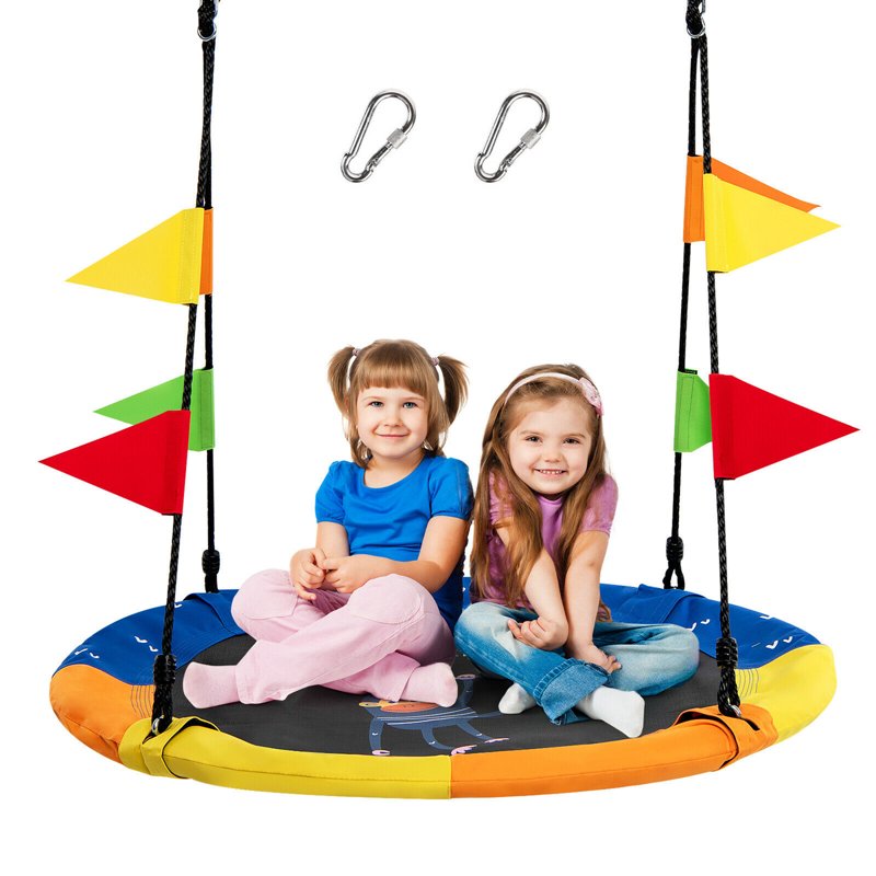 Gymax 40'' Flying Saucer Tree Swing Indoor Outdoor Swing w/Hanging Straps Monkey