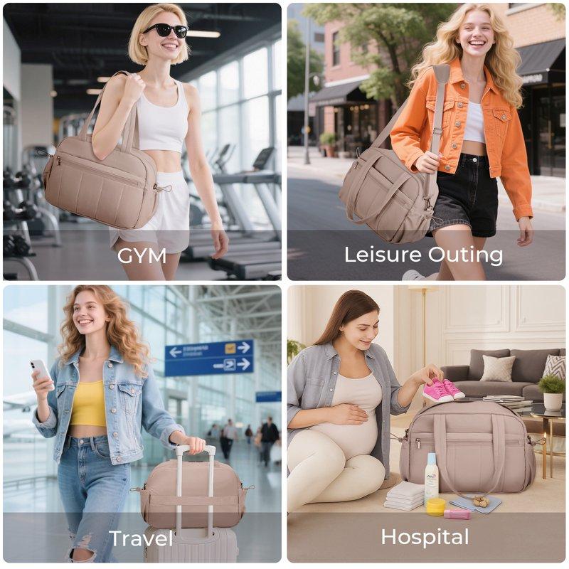 Gynky Gym Bag Travel Duffle Bag For Women Carry On Overnight Bag With Wet Pocket Lightweight Water Resistant Weekender Duffel Bag Hospital Bags For Labor Delivery Camel