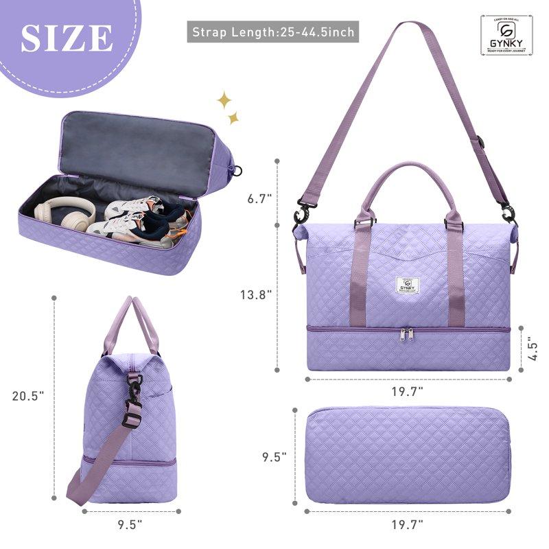 Gynky Travel Duffle Bag Weekender Bags For Women With Shoe Compartment Carry On Overnight Bag Gym Duffel Bag With Wet Pocket Hospital Bags For Labor And Delivery