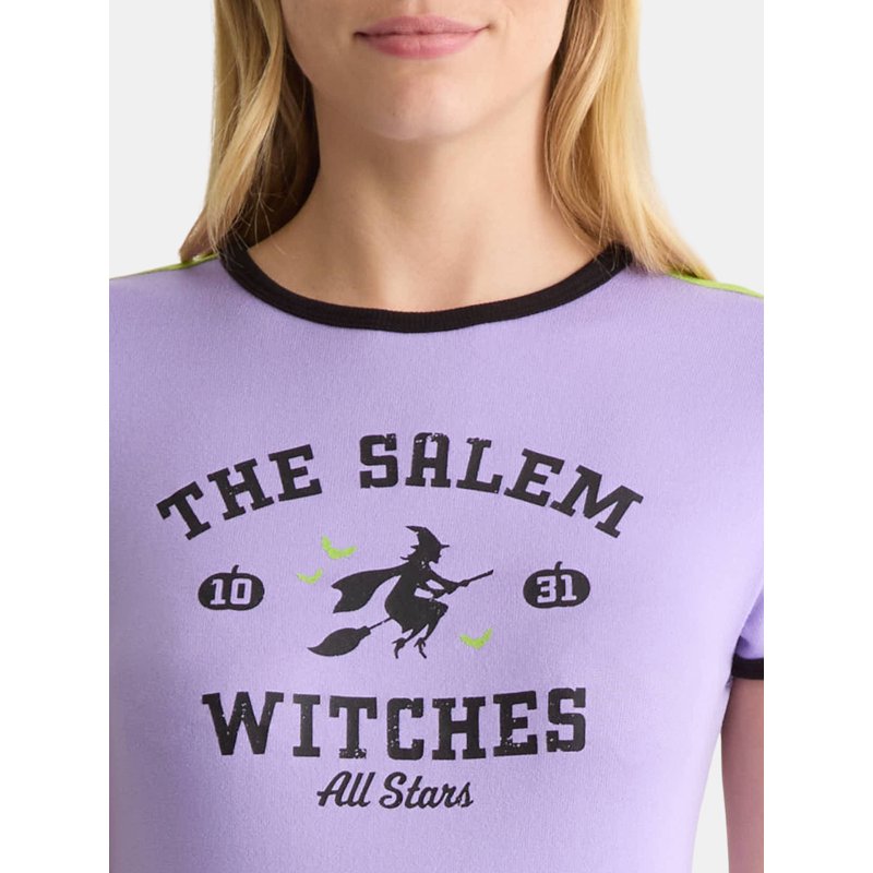 Halloween Women's And Women’s Plus Varsity Tee And Shorts Pajama Set 2-Piece Sizes XS To 3X