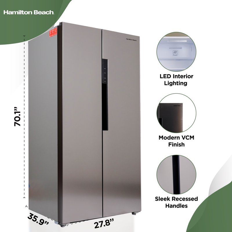 Hamilton Beach 15.6 Cu. Ft. Side By Side Stainless Refrigerator