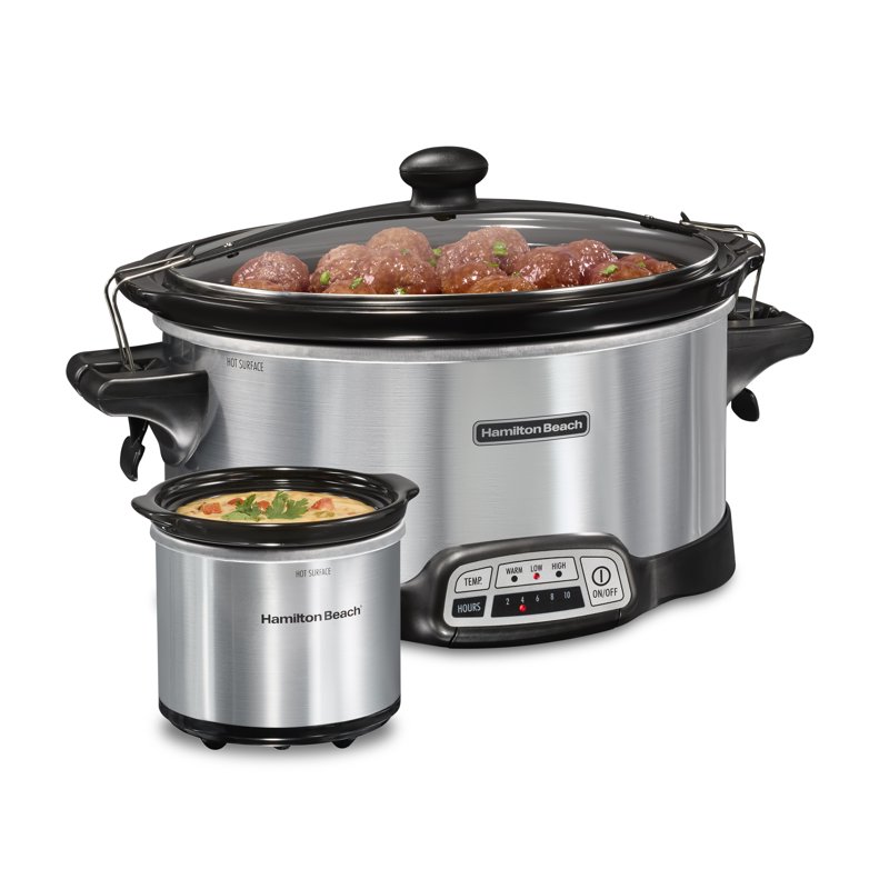 Hamilton Beach 7 Qt Programmable Slow Cooker Stoneware Crock With Removable Pot Includes Party Dipper Food Warmer Stainless Steel