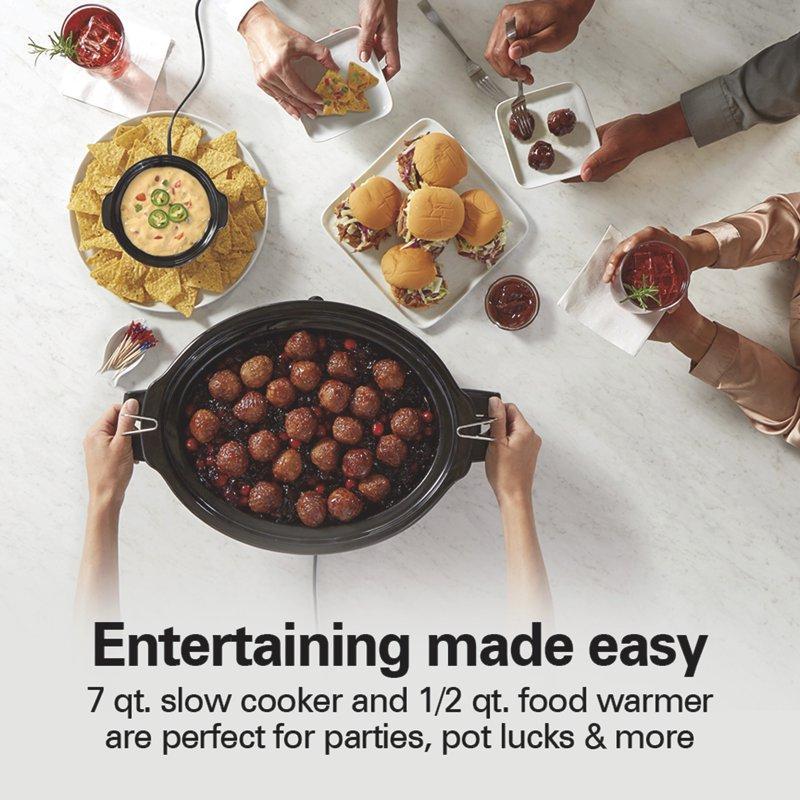Hamilton Beach 7 Qt Programmable Slow Cooker Stoneware Crock With Removable Pot Includes Party Dipper Food Warmer Stainless Steel