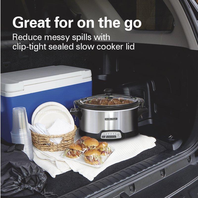 Hamilton Beach 7 Qt Programmable Slow Cooker Stoneware Crock With Removable Pot Includes Party Dipper Food Warmer Stainless Steel