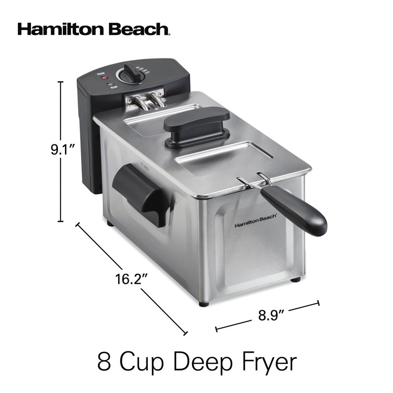 Hamilton Beach 8-Cup Electric Deep Fryer With Basket Stainless Steel