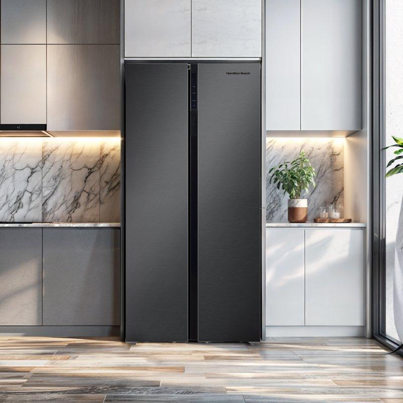 Hamilton Beach Counter Depth 20.6 Cu. Ft. Side By Side Refrigerator Black Stainless
