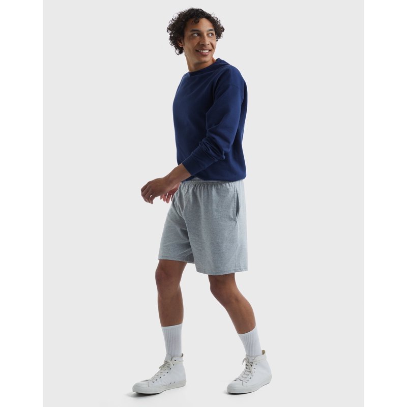 Hanes Essentials Men's Cotton Shorts With Pockets 7.5" Light Steel 3XL