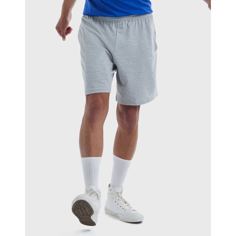 Hanes Essentials Men's Cotton Shorts With Pockets 7.5" Light Steel 3XL