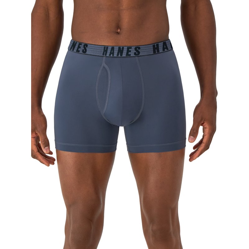 Hanes Moves Men’s Anti-Chafe Trunk Underwear Total Support Pouch 3-Pack 4" Inseam