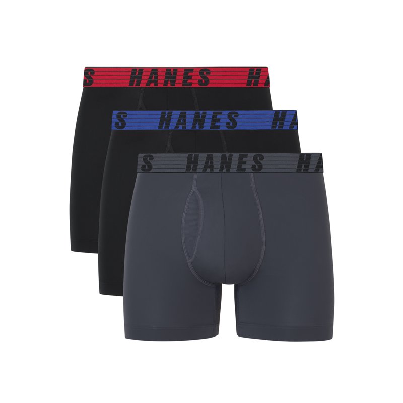 Hanes Moves Men’s Anti-Chafe Trunk Underwear Total Support Pouch 3-Pack 4" Inseam