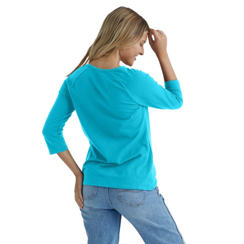 Hanes Women's T-Shirt Raglan Sleeve Tee Stretch Cotton Plain 6 Colors Sz S-2XL