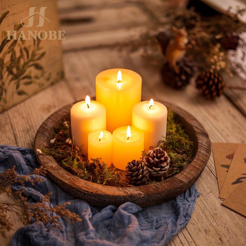 Hanobe Decorative Candle Tray Decor: Round Wooden Trays For Decor Farmhouse Coffee Table Tray Decor Centerpiece