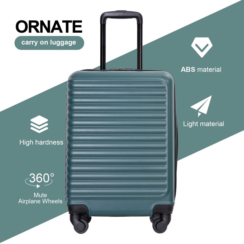 Hardshell Carry On Luggage 20" Lightweight Hardside Suitcase With Spinner Wheels.(Green)