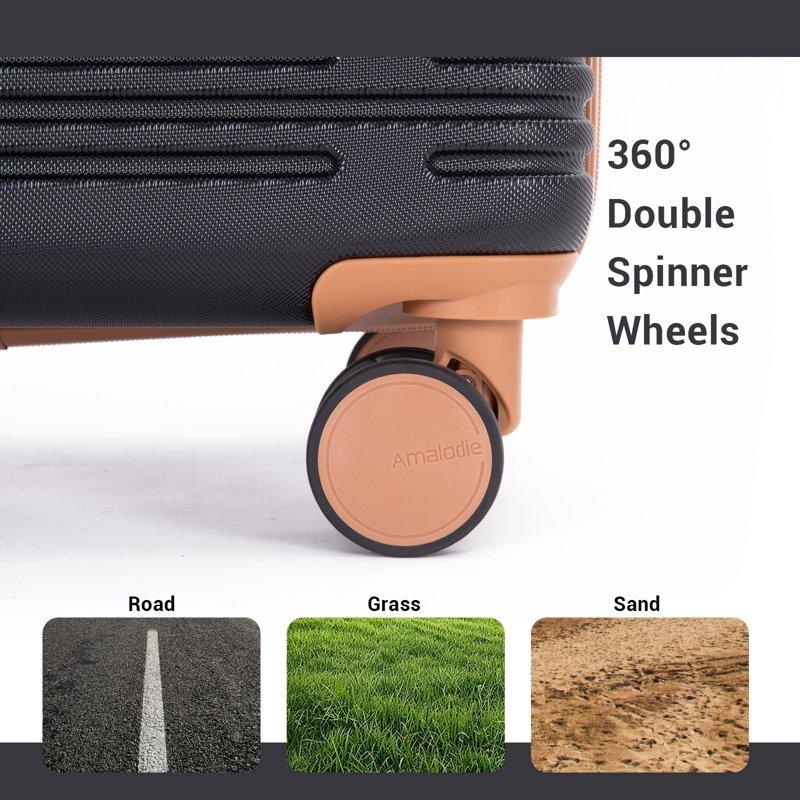 Hardside Luggage Sets 6 Piece Hardshell Suitcase With TSA Lock Spinner Wheel And Travel Duffle Bag.Black