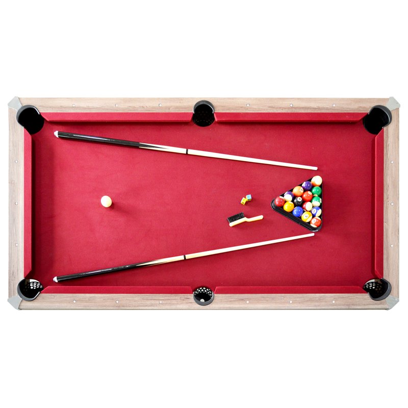 Hathaway Newport Pool Table Combo Set With Benches 7-ft Woodgrain Finish