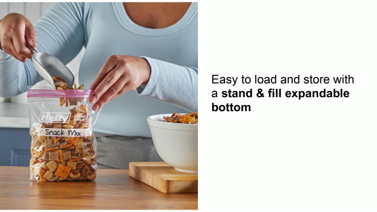 Hefty Press To Close Plastic Bags For Food Storage Gallon Size 40 Count