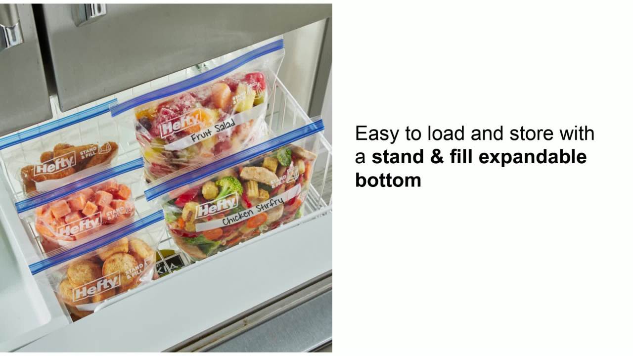 Hefty Press To Close Plastic Freezer Bags Half Gallon Size 40 Count