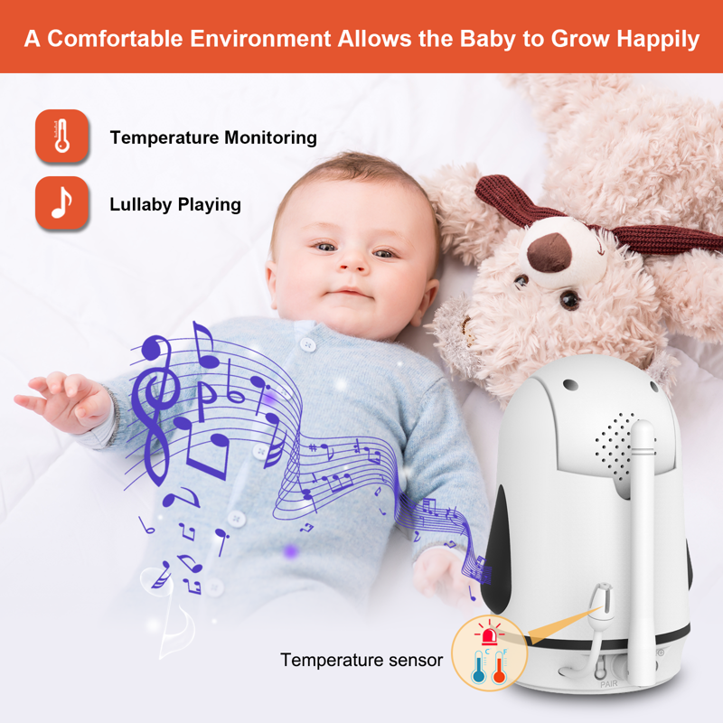 HelloBaby Video Baby Monitor-HB6352 With Remote Pan-Tilt And Zoom 1000ft Long Range No WiFi 5.0" LCD Night Vision Lullabies And Two-Way Audio