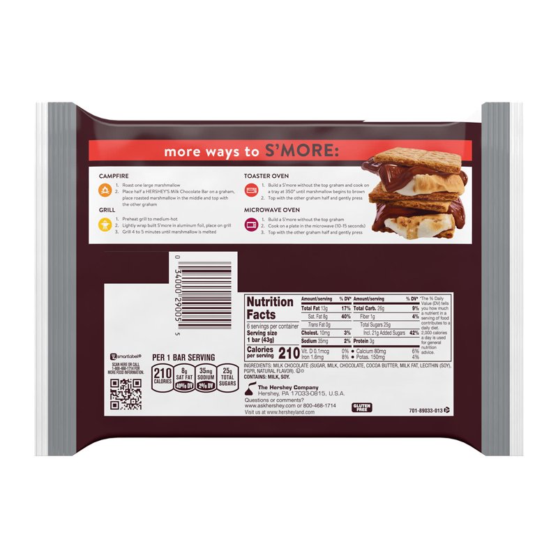 Hershey's Milk Chocolate Candy Bars 1.55 Oz (6 Count)