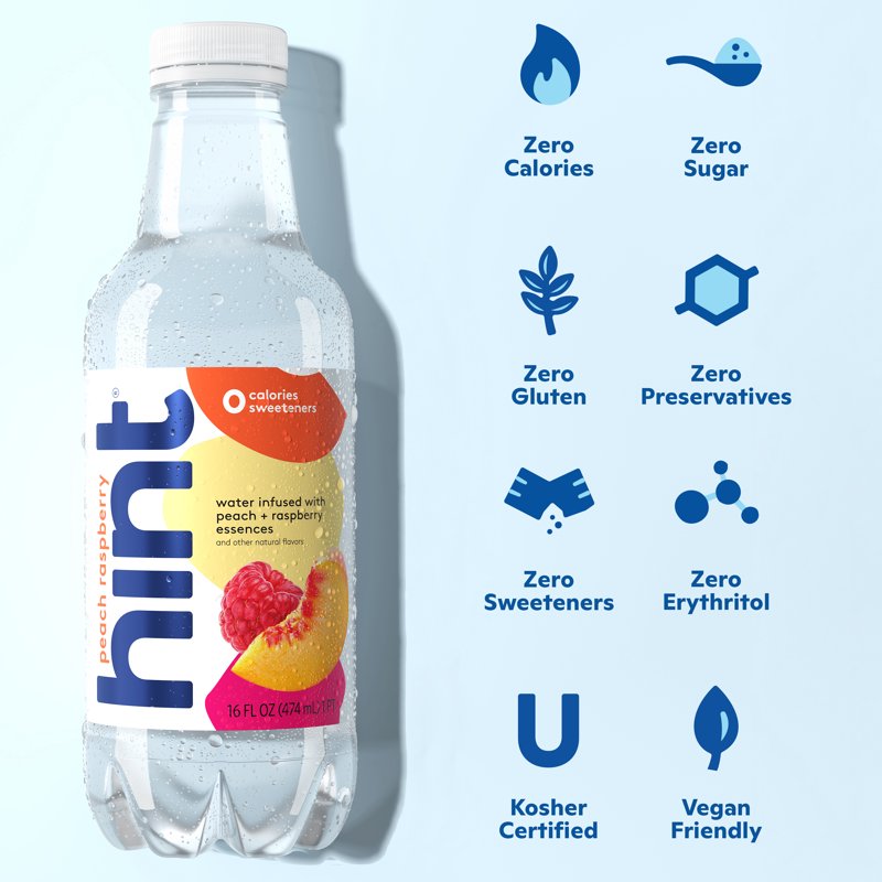 Hint Bottled Water 4-Flavor Smash-Up Variety Pack - Purified Water Beverages With Zero Calories Natural Flavors And Sugar Free - 16 Fl Oz (Pack Of 12)