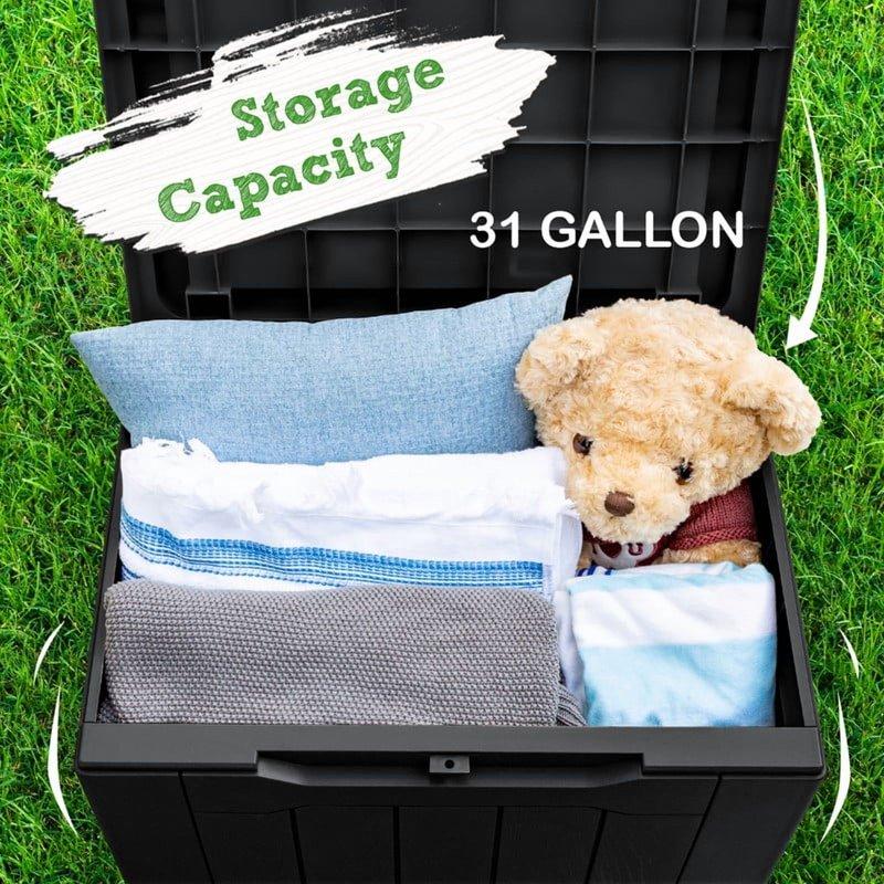 Homall 31 Gallon Outdoor Deck Box In Resin With Seat Black