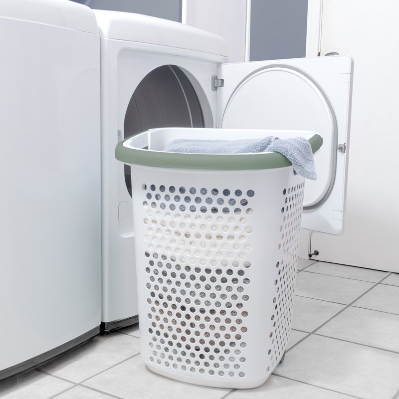 Home Logic 2 Bushel Rolling Plastic Laundry Hamper With Pop-up Handle White 2 Pack