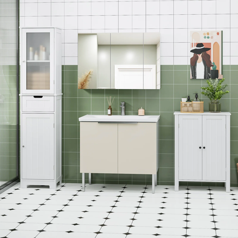 Homfa Bathroom Cabinets Freestanding Bathroom Storage Floor Cabinet White Storage Cabinets With Doors And Shelves