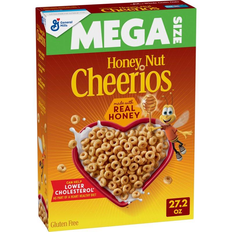 Honey Nut Cheerios Heart Healthy Gluten Free Breakfast Cereal Mega Size 27.2 oz