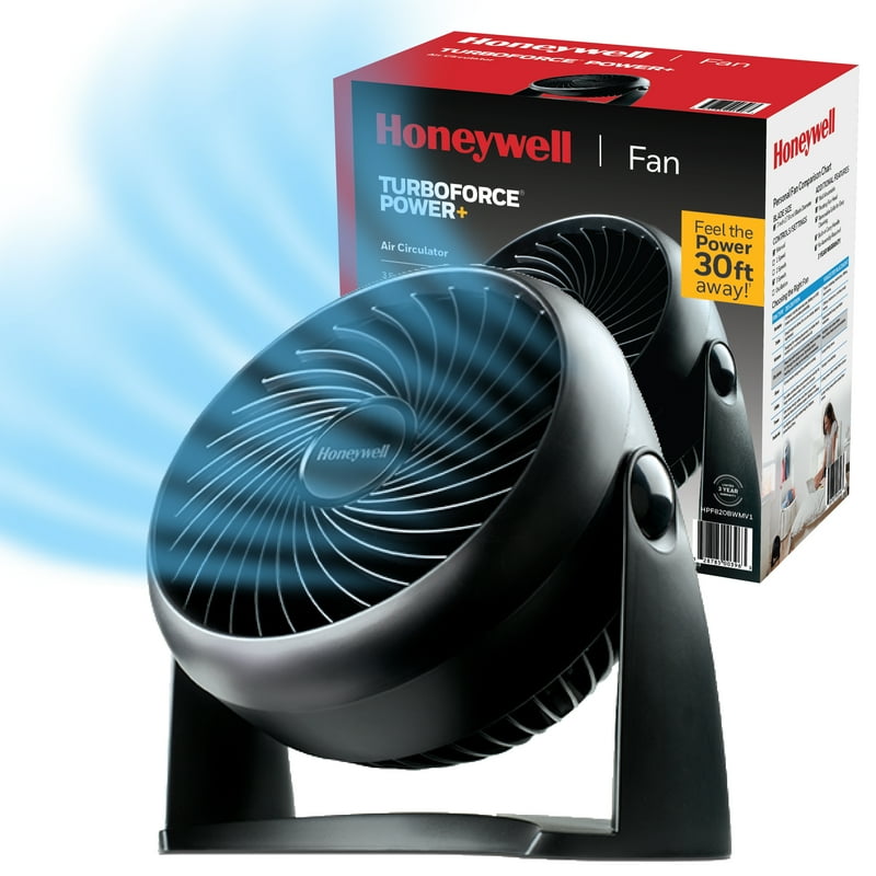 Honeywell 10” Black Turbo Force Power Table Fan 30ft. Air Circulation Power 3 Speed 90° Pivot HPF820BWM