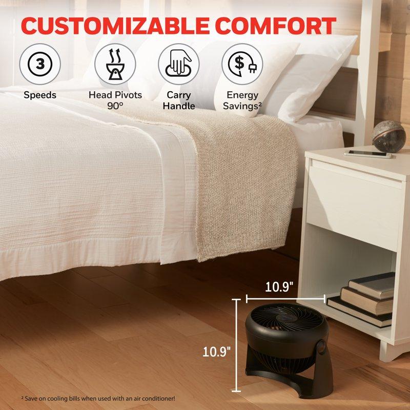 Honeywell 10” Black Turbo Force Power Table Fan 30ft. Air Circulation Power 3 Speed 90° Pivot HPF820BWM