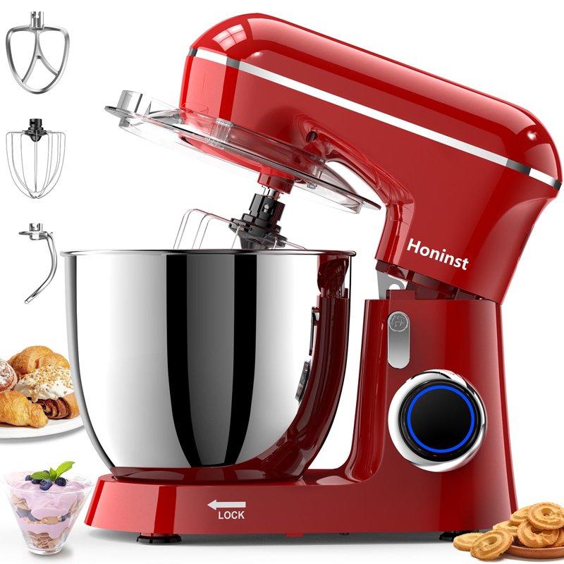 Honinst 6.5 QT Electric Stand Mixer 10+P Speeds Lightweight With Tilt-Head Kitchen Stand Mixer Dough Hook Whisk Beater And Bowl Food Mixer For Baking Cake And Most Home Cooks