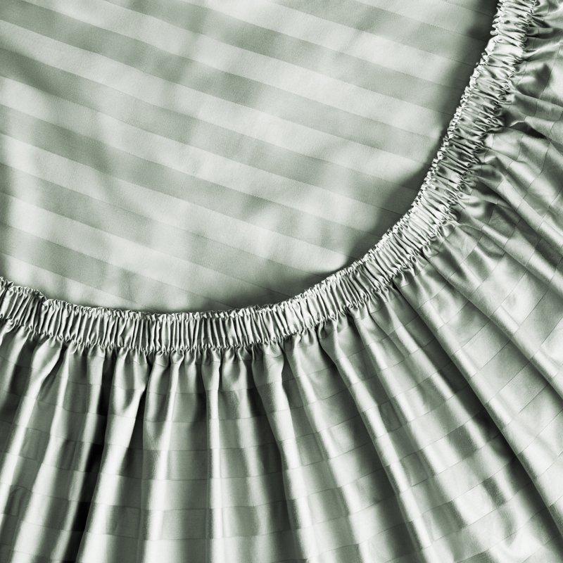 Hotel Style 4-Piece 600 Thread Count Green Stripe Egyptian Cotton Adult Bed Sheets Full-Deep Pocket