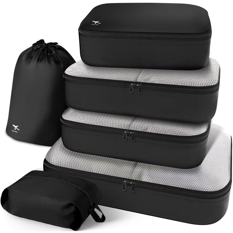 HOTOR 6 Pieces Packing Cubes For Travel Essentials Space-Saving Suitcase Organizer