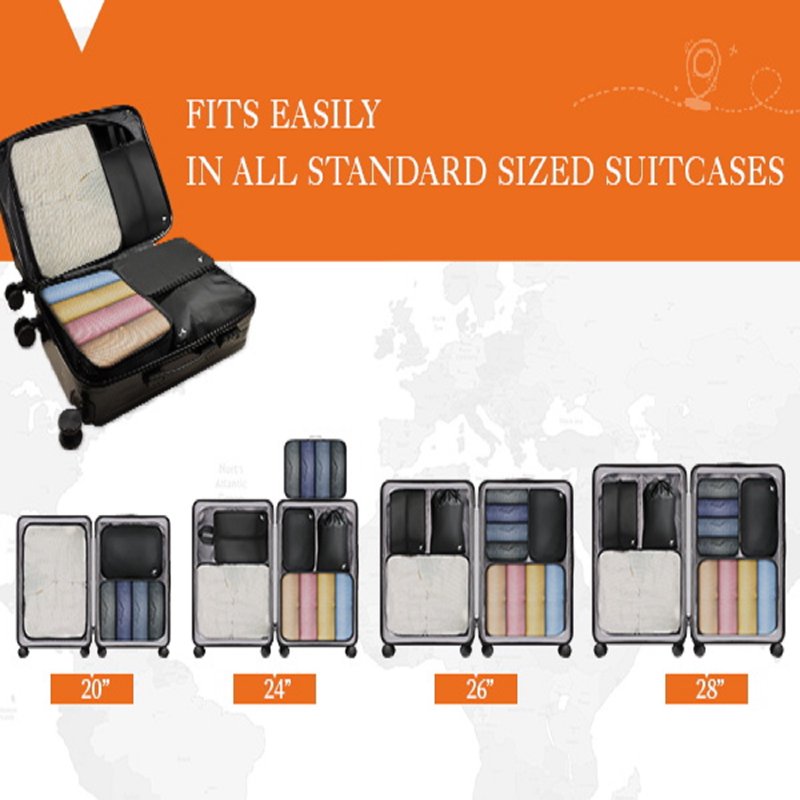 HOTOR 6 Pieces Packing Cubes For Travel Essentials Space-Saving Suitcase Organizer