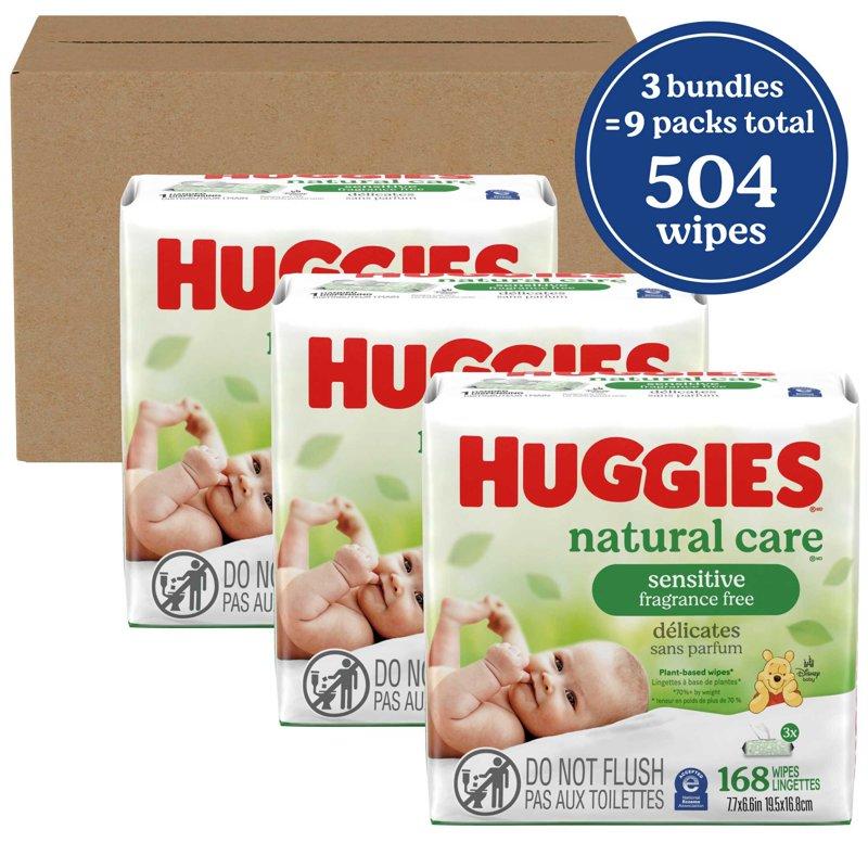 Huggies Natural Care Sensitive Baby Wipes Unscented 3 Pack 168 Total Count (Select For More)