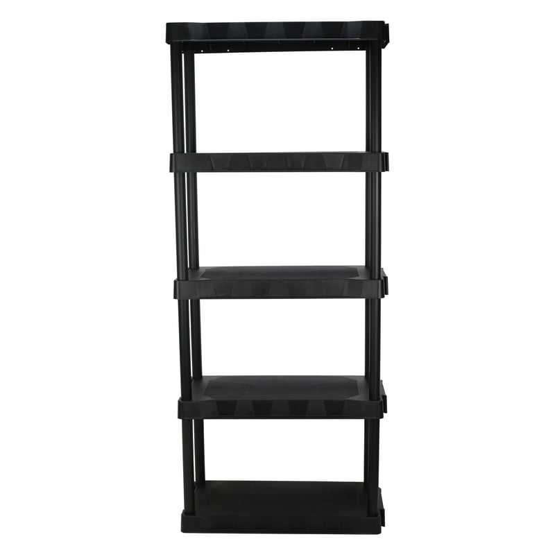 Hyper Tough 5-Tier Black Plastic Shelf Unit 68.8 H X 30 W X 13.88 D 350 Lb Capacity
