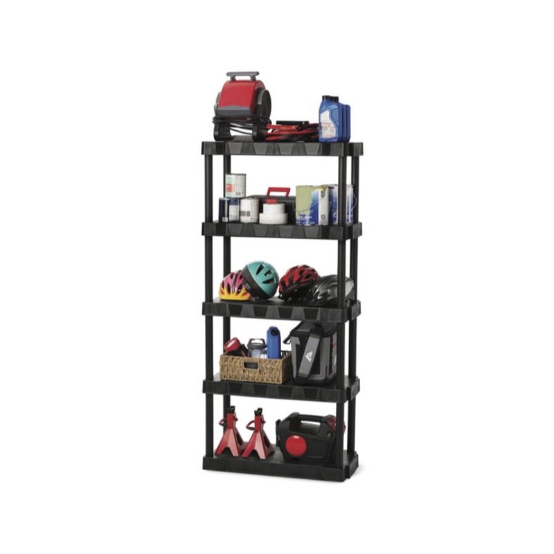 Hyper Tough 5-Tier Black Plastic Shelf Unit 68.8 H X 30 W X 13.88 D 350 Lb Capacity