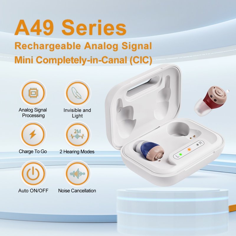 Iadr Hearing Aids For Seniors Rechargeable With Noise Cancelling Adults Hearing Amplifiers For Hearing Loss Hearing Amplifiers With Magnetic Charging Case Beige(A49)