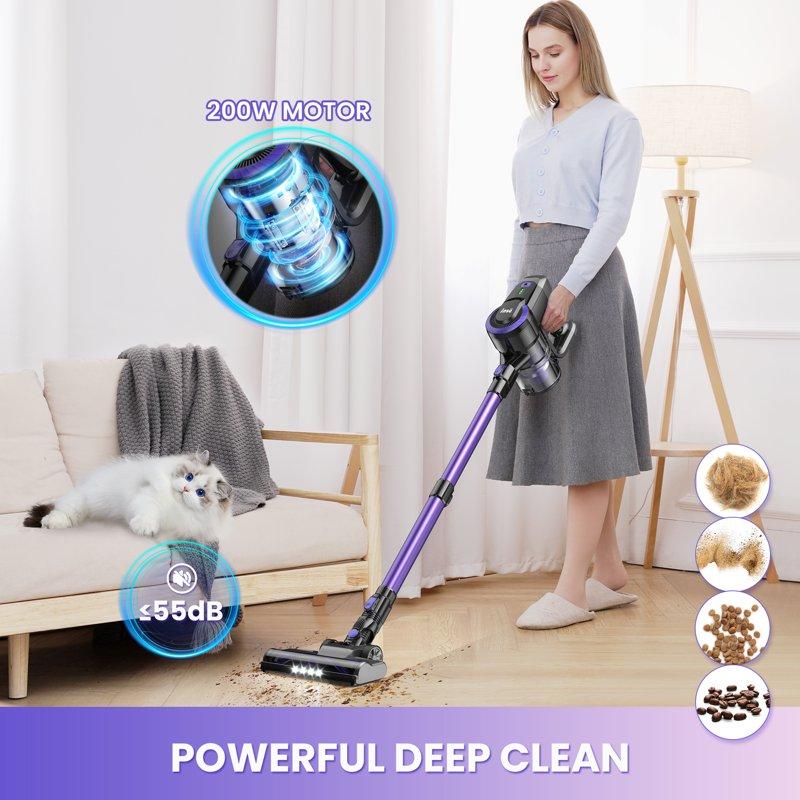 INSE Lightweight Cordless Stick Vacuum Cleaner For Carpet Hardwood Floor Pet Hair